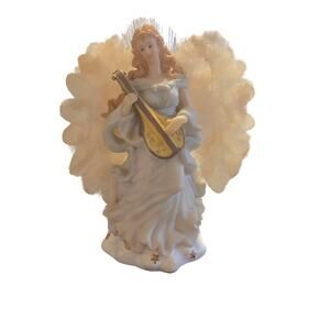 ​Vintage 12" Fiber Optic Color-Changing Angel with Mandolin